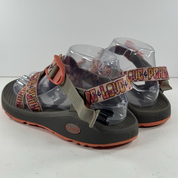 Chaco Z/2 Adjustable Strap Love Peace Sandal Orange Gray‎ Women's Size 8 - Picture 11 of 12